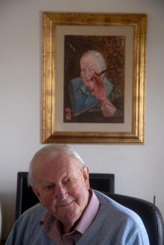 Retrat de Tom Sharpe fet per Guillem Rocas. Foto: Paco Dalmau